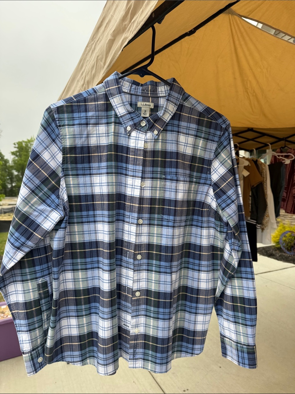 L.L. Bean Women’s Light and Dark Blue Plaid Button-Down Shirt